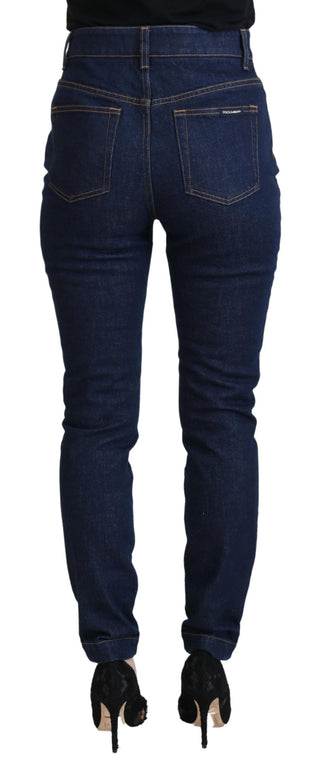 Blue Cotton Skinny High Waist Denim Jeans