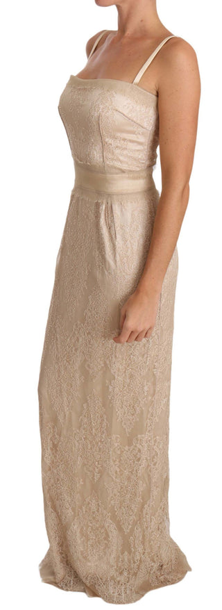 Elegant Beige Sheath Floor-length Dress