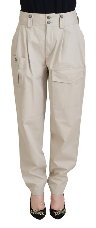 Elegant Beige Cotton Trousers