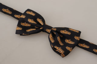 Black Orange Car Print Silk Bow Tie