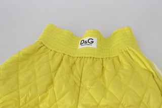 Chic High Waist Quilted Yellow Shorts