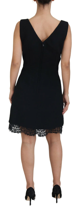 Elegant Black Lace Detail Mini Dress