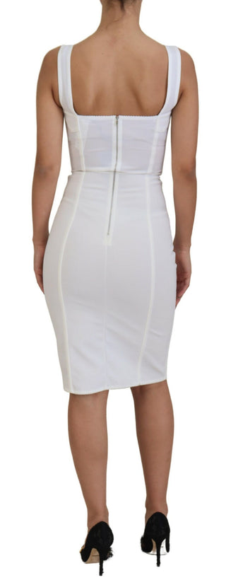 Elegant White Bodycon Knee-length Dress