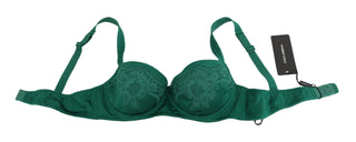 Enchanting Green Floral Lace Silk Bra