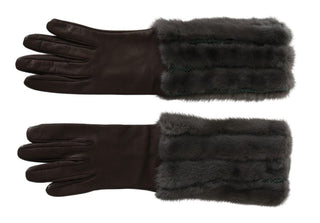 Elegant Mid-arm Leather Gloves In Brown