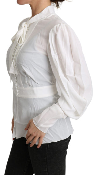 Elegant White Scarf Neck Blouse