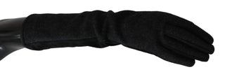 Elegant Mid-length Wool Gloves In Black