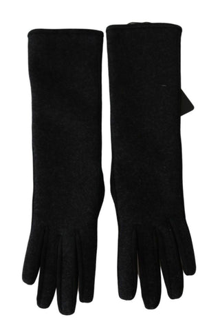 Elegant Mid-length Wool Gloves In Black