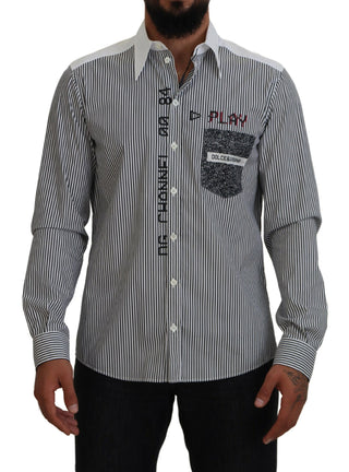 Classic Black And White Striped Button-down Shirt