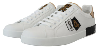 Regal Gold-Accent Leather Sneakers