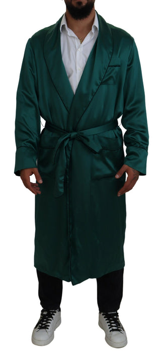 Elegant Silk Robe In Lush Green