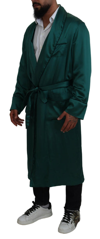 Elegant Silk Robe In Lush Green