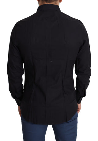 Sleek Black Cotton Dress Shirt