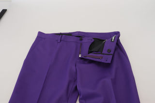 Elegant Purple Wool Blend Trousers