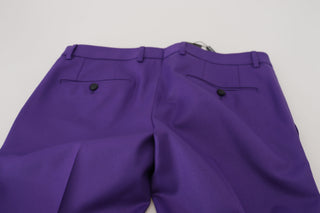 Elegant Purple Wool Blend Trousers