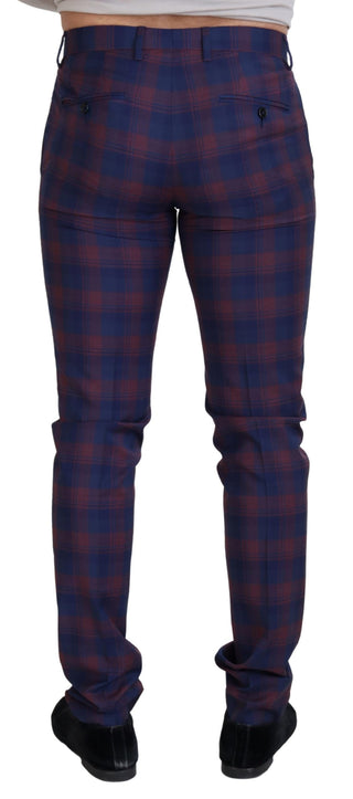 Chic Multicolor Checkered Wool Pants