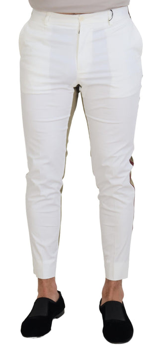 Two-tone White & Brown Chic Cotton Pants