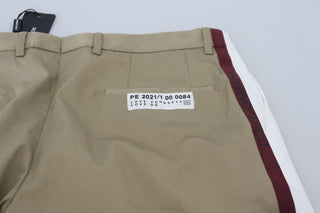 Two-tone White & Brown Chic Cotton Pants