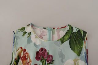 Chic Round Neck Sleeveless Tank With Tropical Rose Print