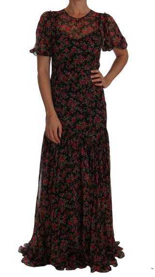 Elegant Floral A-line Silk Dress