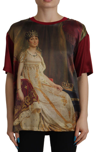 Multicolor Josephine Bonaparte Print Silk  T-shirt