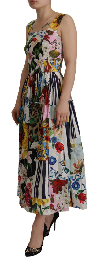 Elegant Floral A-line Cotton Dress