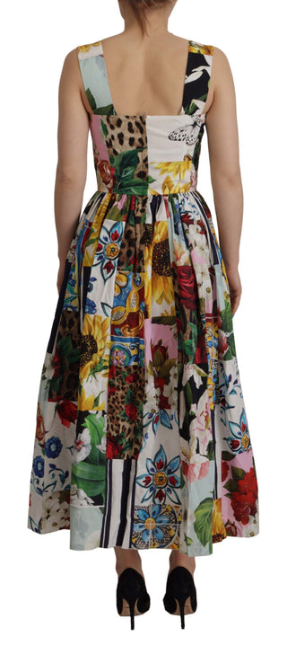 Elegant Floral A-line Cotton Dress