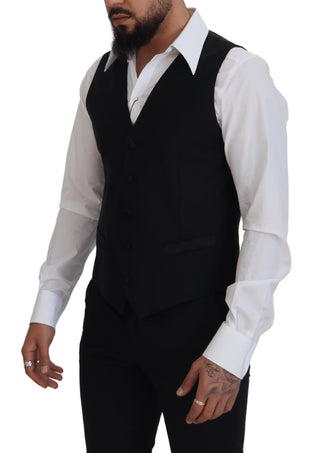 Elegant Black Single-breasted Dress Vest