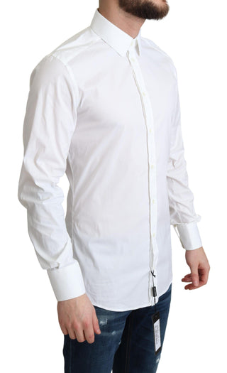 White Cotton Stretch Dress Shirt