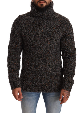 Elegant Speckled Turtleneck Wool-blend Sweater