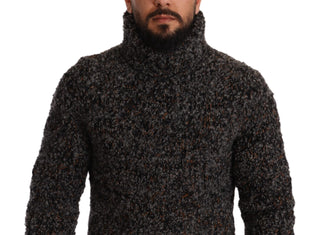 Elegant Speckled Turtleneck Wool-blend Sweater