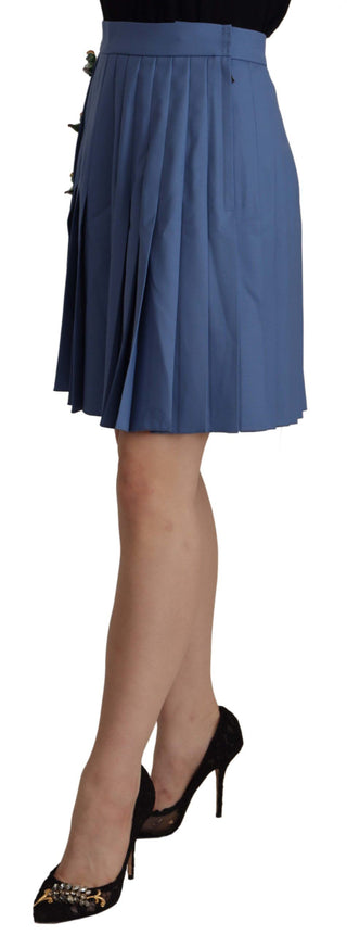 Elegant Pleated A-line Mini Skirt With Bird Appliques