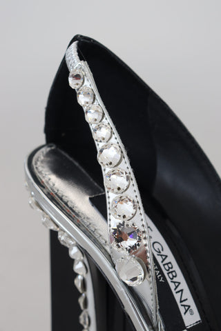 Elegant Crystals Embellished Leather Pumps