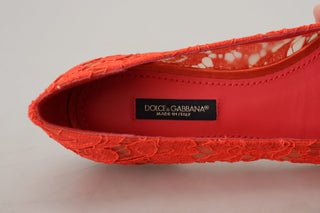 Elegant Lace Vally Flats In Coral Red