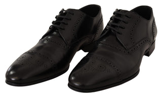 Black Leather Oxford Wingtip Formal Dress Shoes