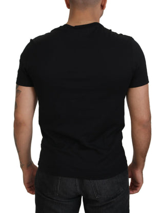 Elegant Black Logo Print Cotton T-shirt