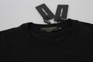 Elegant Black Logo Print Cotton T-shirt