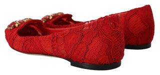 Red Crystal-embellished Flats