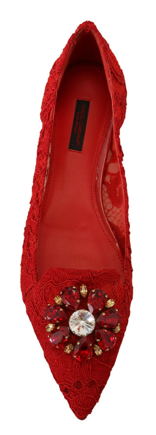 Red Crystal-embellished Flats