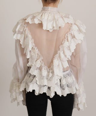 Elegant White Lace Silk-cotton Top