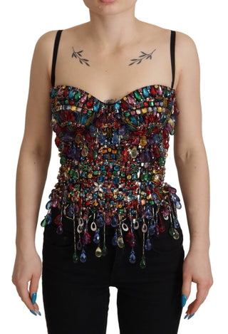 Multicolor Sleeveless Bustier Jeweled Spring Top