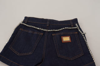 Chic High Waist Hot Pants Shorts With Crystal Detailing