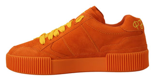 Chic Orange Suede Lace-up Sneakers