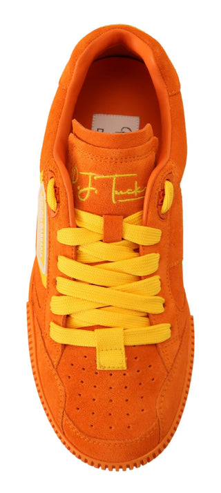 Chic Orange Suede Lace-up Sneakers