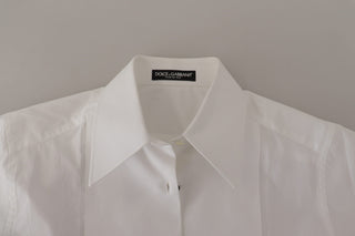 Elegant White Cotton Collared Shirt