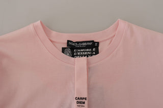 Floral Henley Cotton Tee In Pink