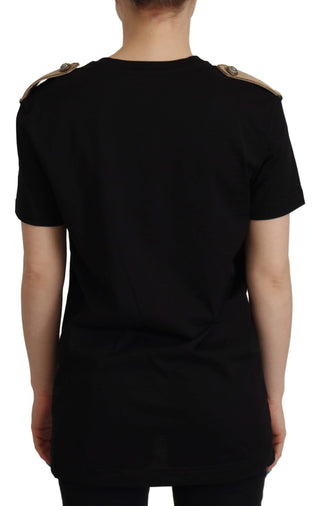 Chic Black Logo Cotton Tee For Women