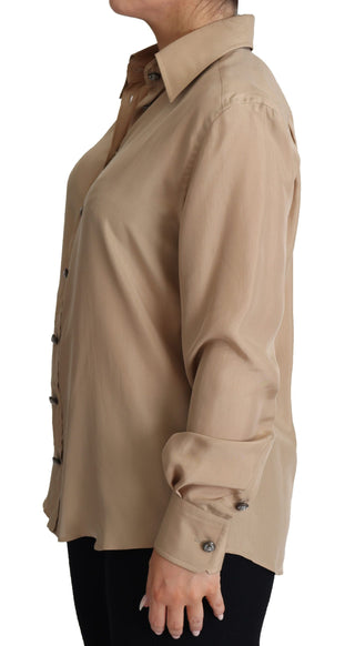 Elegant Beige Silk Shirt