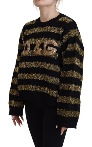 Elegant Black And Gold Crystal Sweater