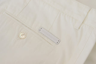 Elegant White Cotton Chino Dress Pants